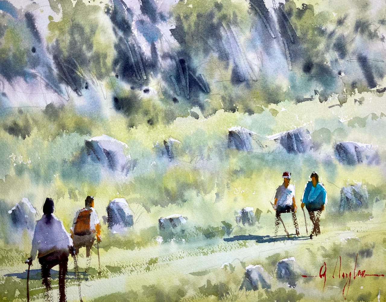Painting of a strange but beautiful Japanese national park called Hiraodai