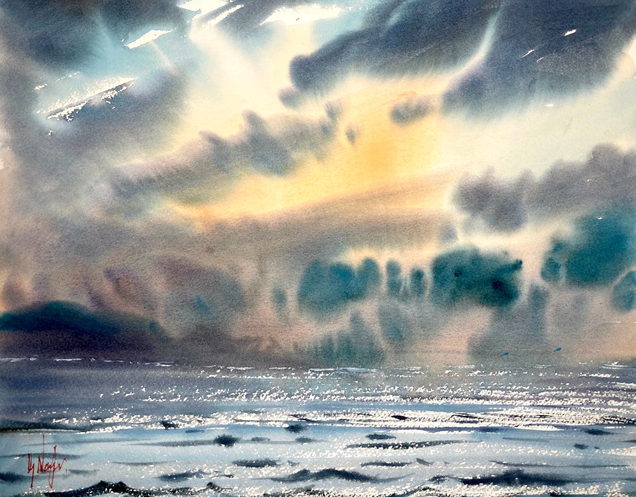 Powerful watercolor paintings of the sea