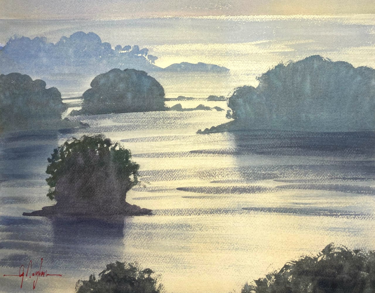 Watercolor painting of enchanting Japanese islands